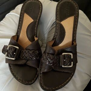 Born Women's Dark Brown Leather Mules with Buckle